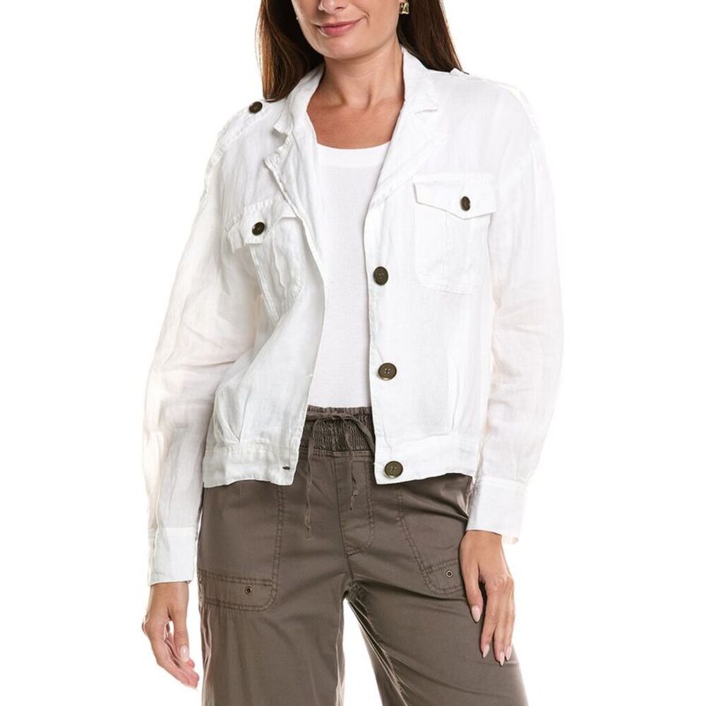 Xcvi Womens Baltazar Linen Jacket, White